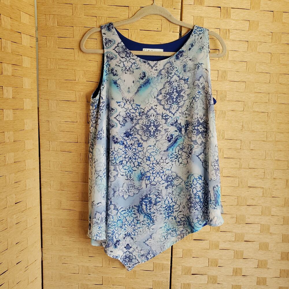 cleo Blouse Size Petite Medium PM Sleeveless Asymmetrical